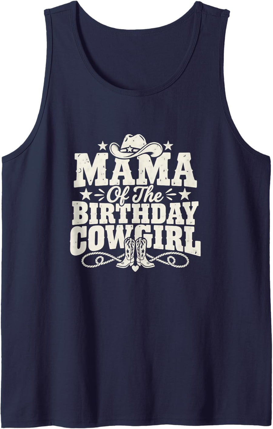 Western Birthday Girl Mom Cowgirl Party Sleeveless Tank Top - Navy Blue