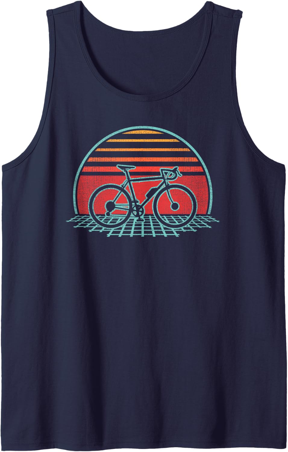 Bicycle Retro Vintage Cycling 70s 80s Style Gift Tank Top - Navy Blue