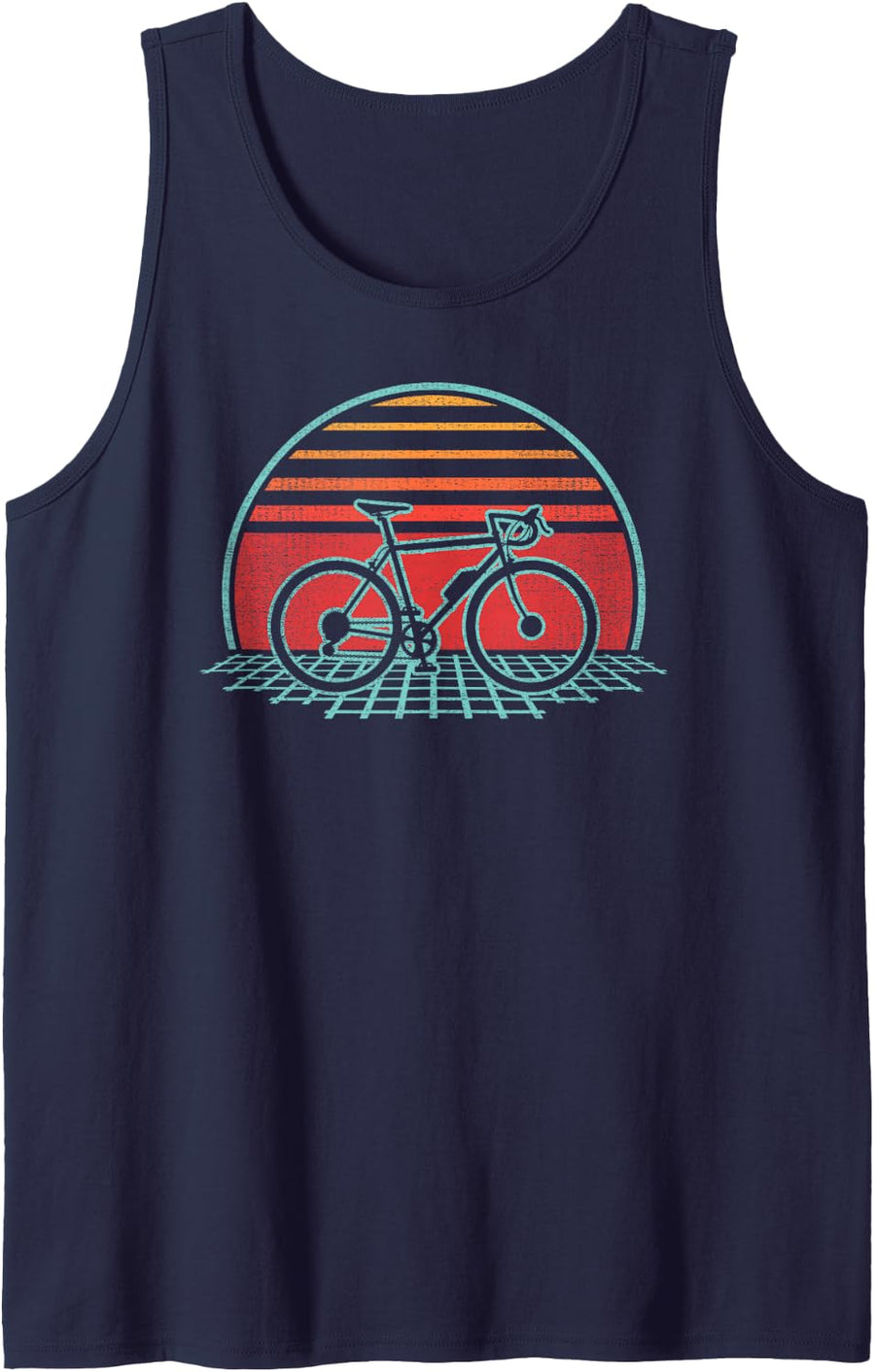 Bicycle Retro Vintage Cycling 70s 80s Style Gift Tank Top - Navy Blue