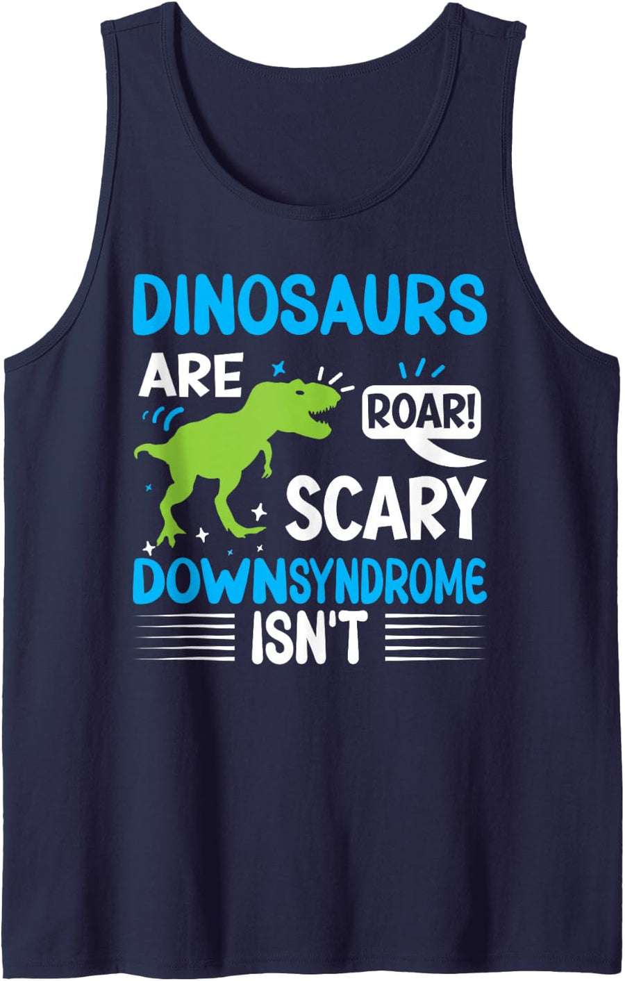 Dinosaurs Down Syndrome Awareness Dinosaur Sleeveless Tank Top - Navy Blue
