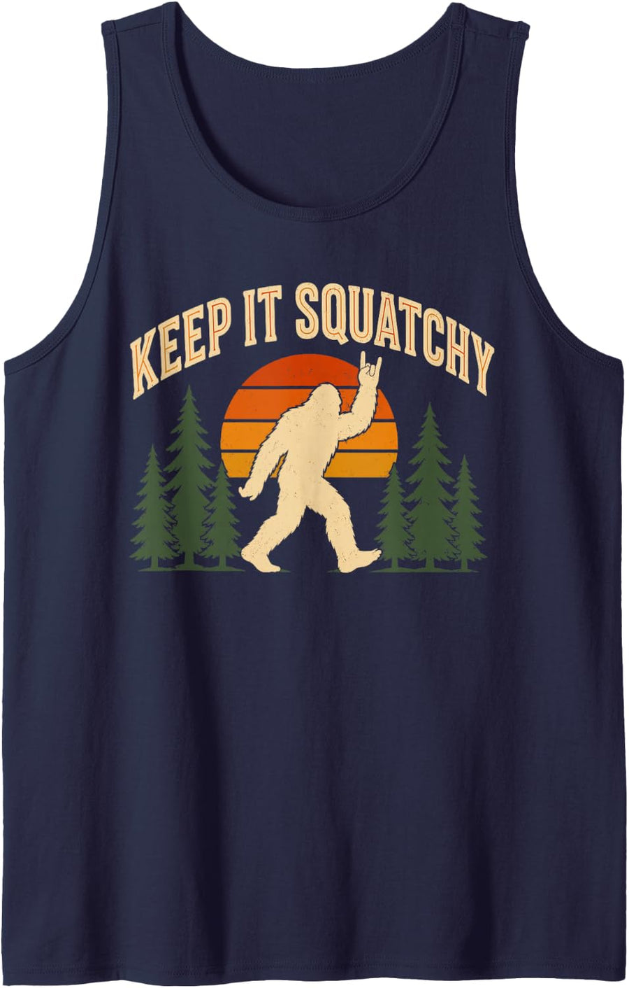 Keep It Squatchy Bigfoot Meme Sleeveless Tank Top - Navy Blue