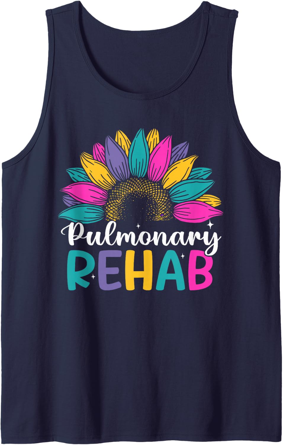 Respiratory Therapist Pulmonary Rehab Rehabilitation Flower Sleeveless Tank Top - Navy Blue
