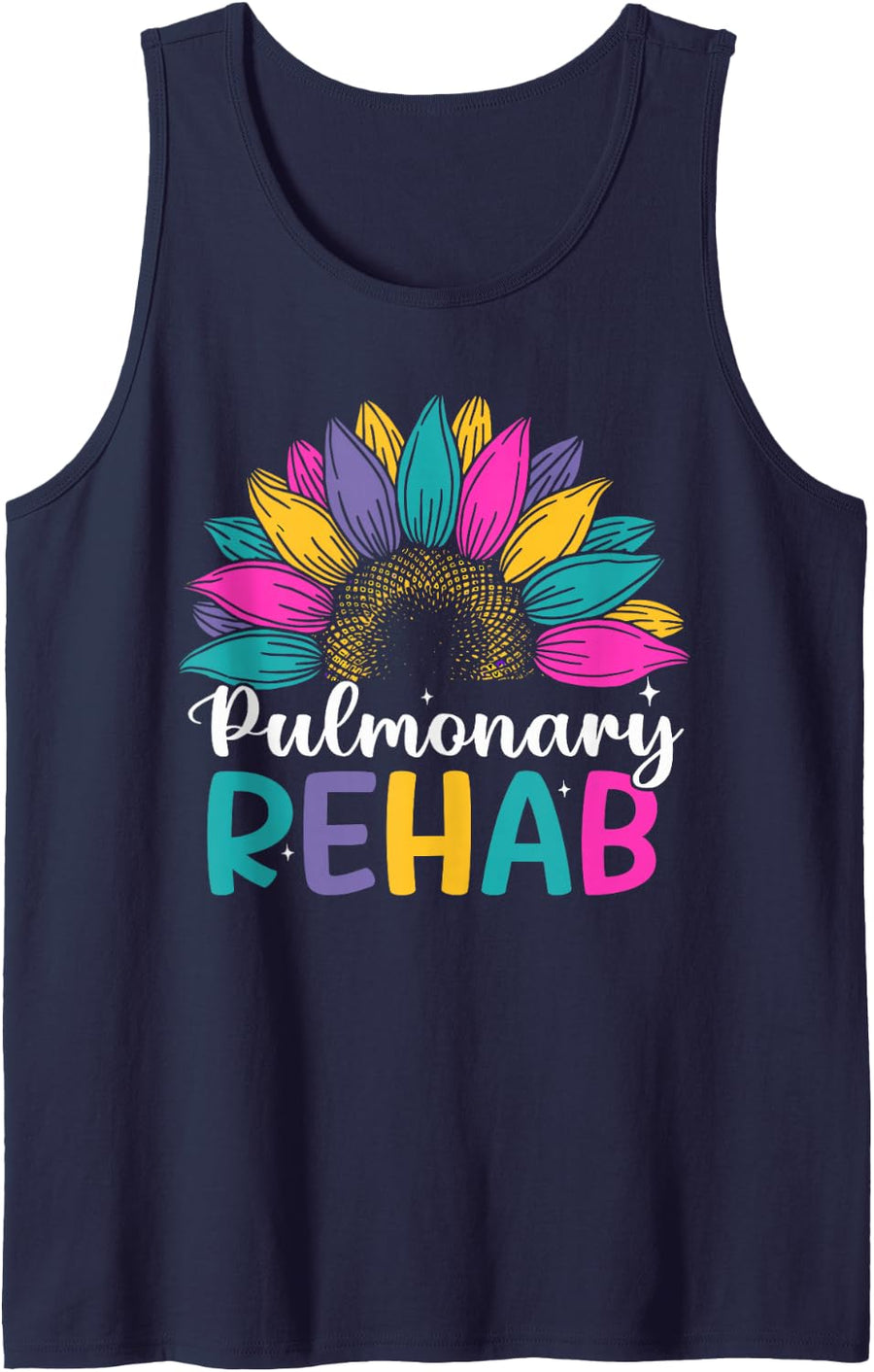 Respiratory Therapist Pulmonary Rehab Rehabilitation Flower Sleeveless Tank Top - Navy Blue
