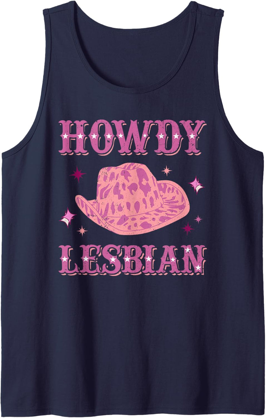 Howdy Cowgirl Lesbian Pride LGBT Rodeo Western Southern Sleeveless Tank Top - Navy Blue