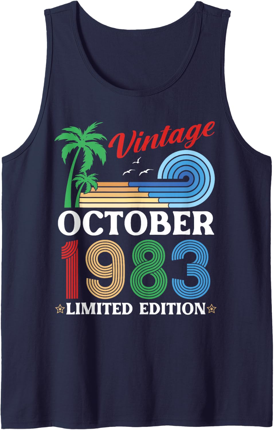 Vintage October 1983 Limited Edition 43 Years Old Birthday Tank Top - Navy Blue