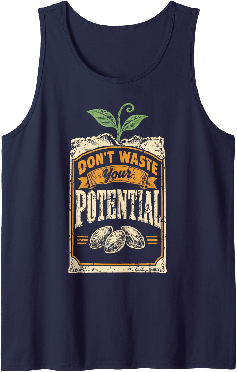 Motivational Don't Waste Your Potential for Social Workers Sleeveless Tank Top - Navy Blue