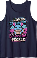 Loves Chinchillas Tolerates People Chinchilla Lover Sleeveless Tank Top - Navy Blue