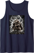 Storm Hedgehog Lightning Axe Fantasy Warrior Tank Top - Navy Blue