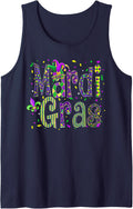 Mardi Gras Matching Parade Carnival Jester Hat Men Women Sleeveless Tank Top - Navy Blue