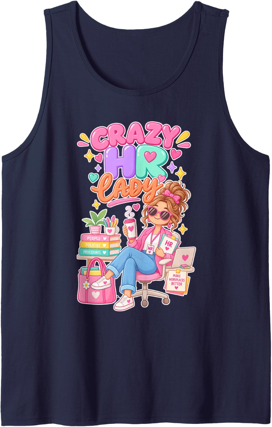 Crazy Hr Lady Sleeveless Tank Top - Navy Blue
