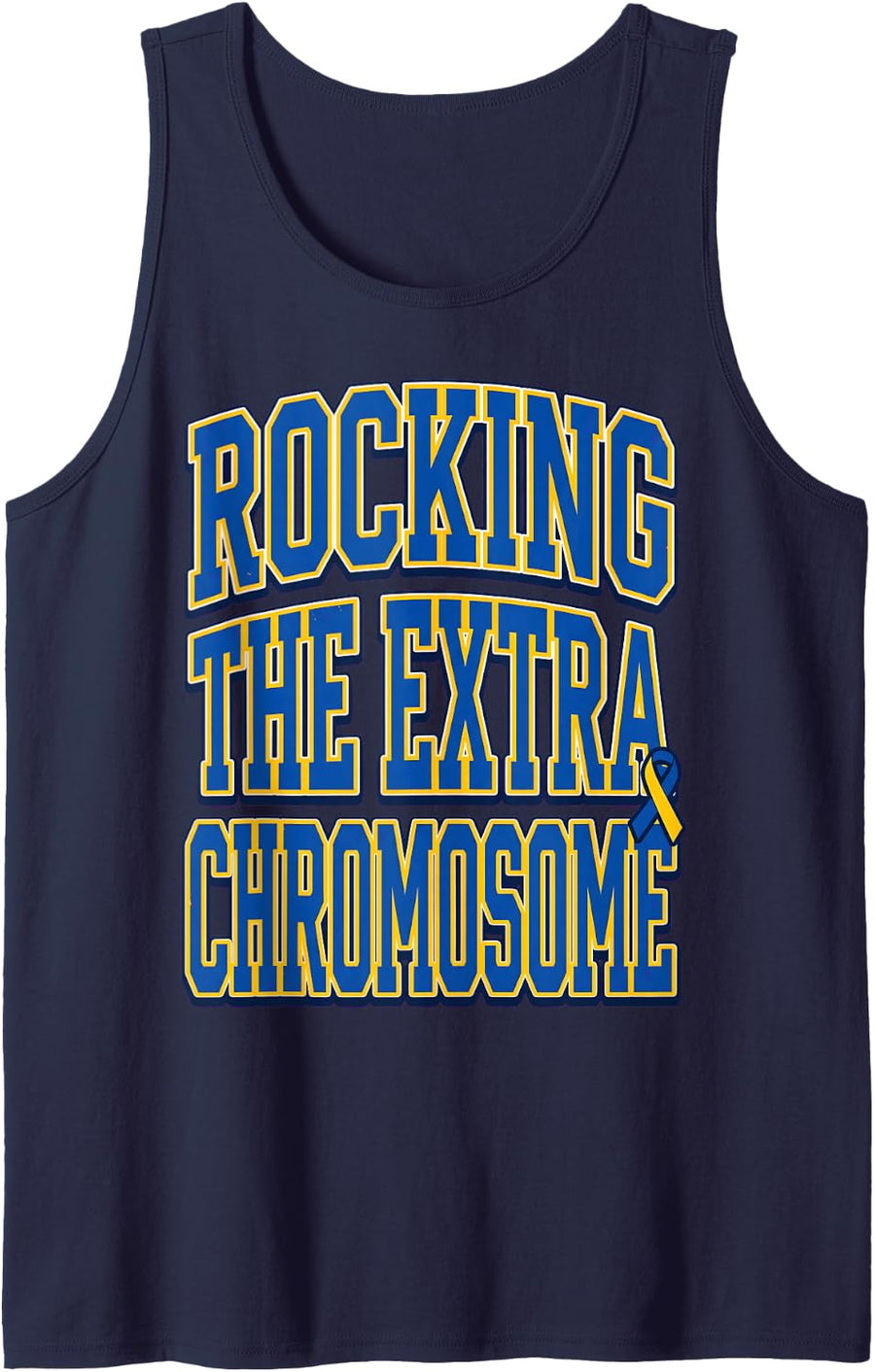 Rocking The Extra Chromosome Down Syndrome Pride Sleeveless Tank Top - Navy Blue
