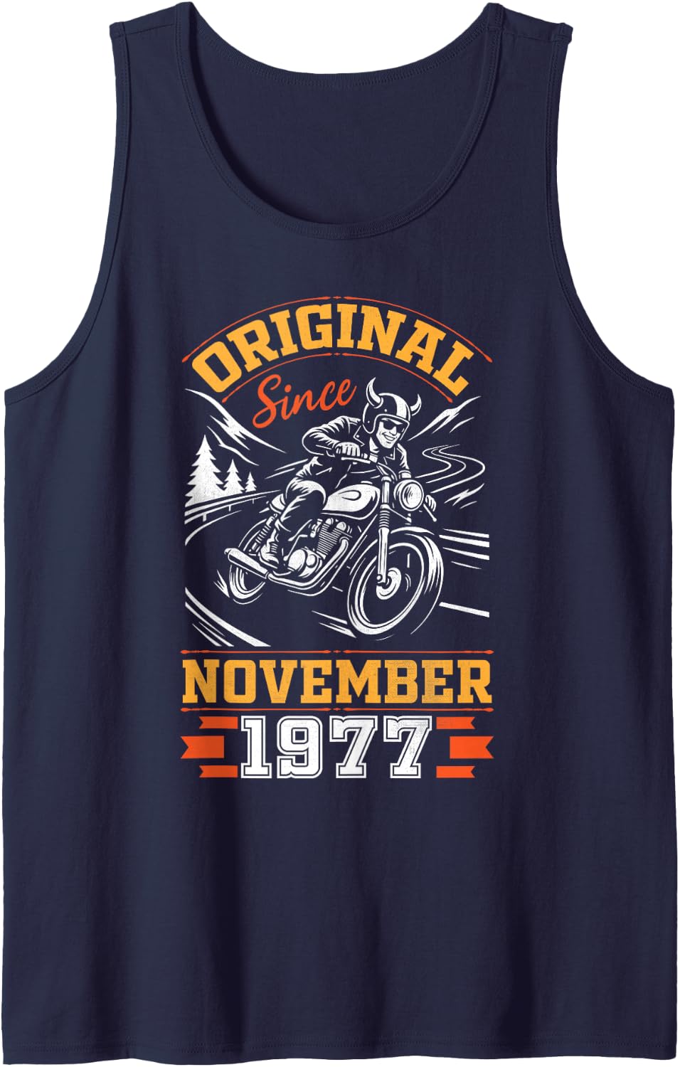 Original Since November 1977 Happy My Birthday 49 Years Old Sleeveless Tank Top - Navy Blue