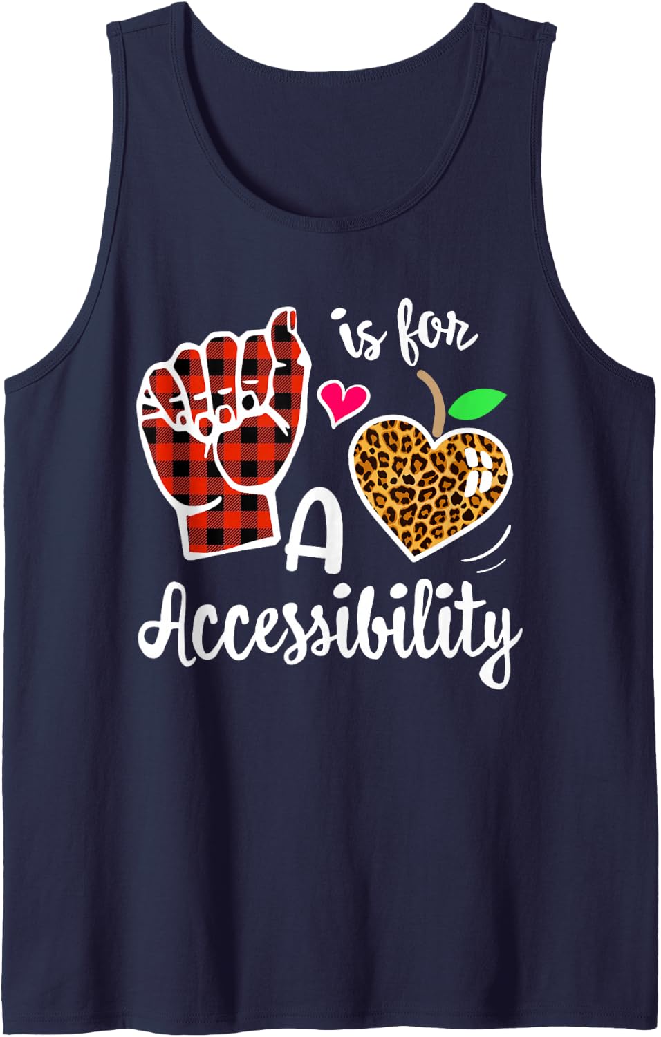 A is for Accessibility Squad Speed Teacher Specialist ASL Sleeveless Tank Top - Navy Blue