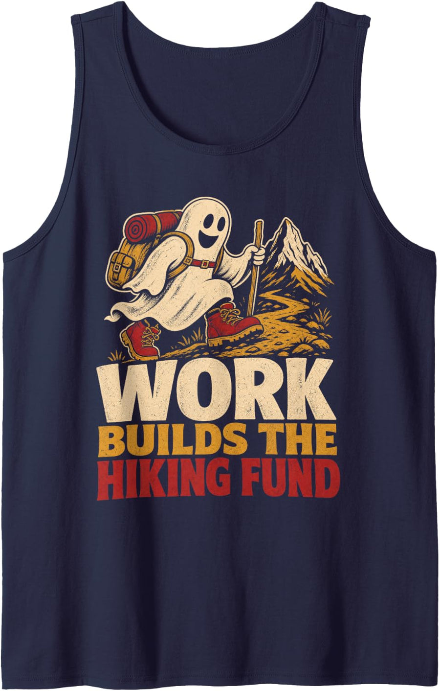 Work Builds The Hiking Fund Sleeveless Tank Top - Navy Blue