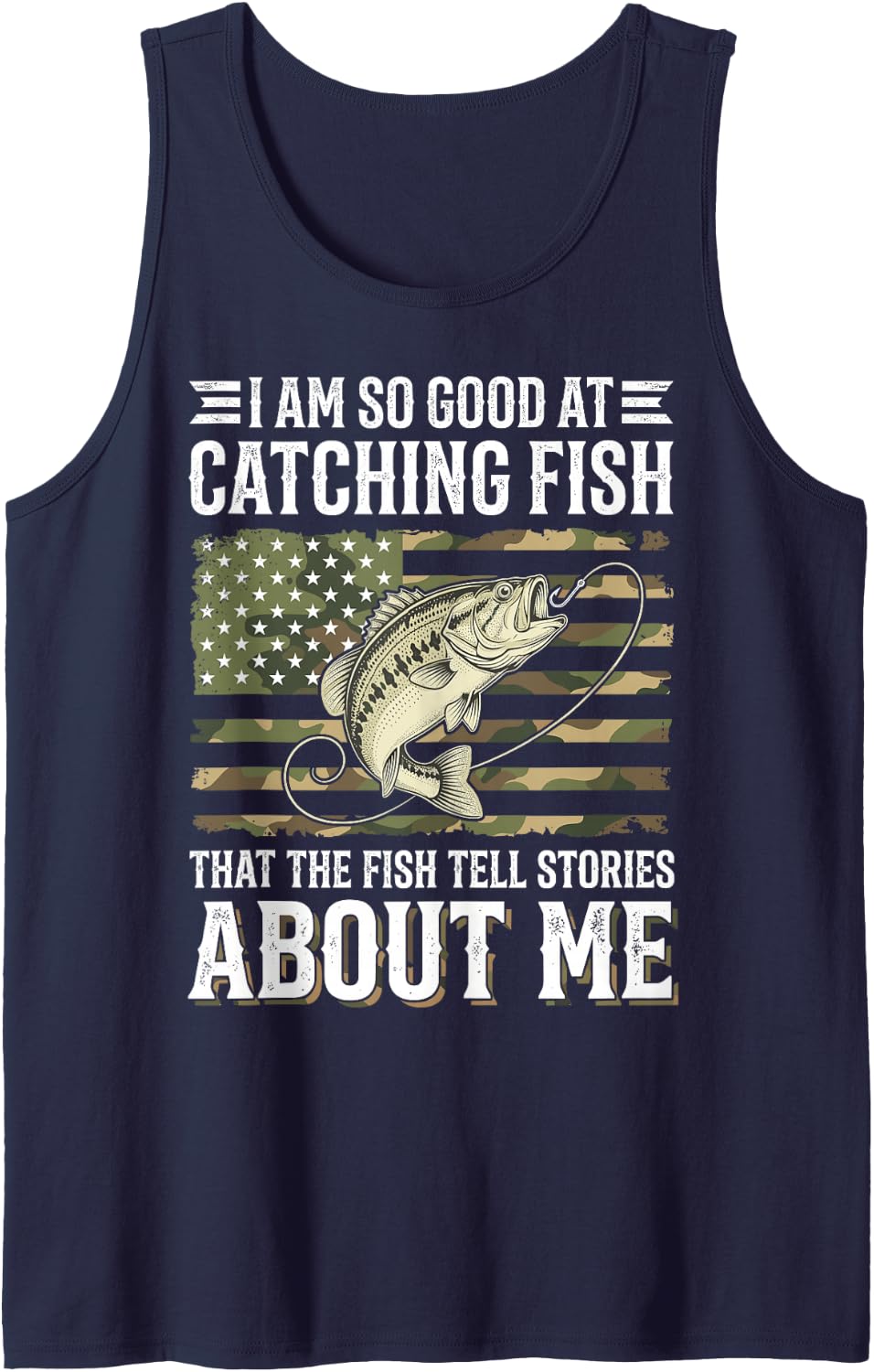 I Am So Good At Catching Fish that The Fish Sleeveless Tank Top - Navy Blue