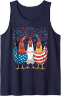 Chicken USA Flag Patriotic Chicken 4th of July Tank Top - Navy Blue
