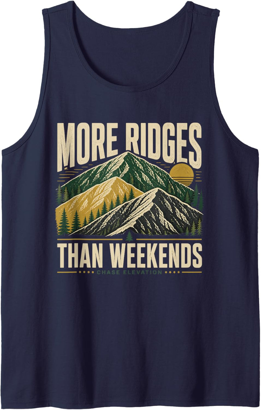 More RIDGES Than Weekends Hiking Hiker Mountain Gift Tank Top - Navy Blue