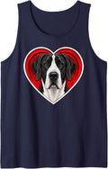 Mantle Great Dane Heart Sleeveless Tank Top - Navy Blue