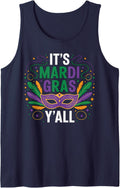 It's Mardi Gras Y'all Sleeveless Tank Top - Navy Blue
