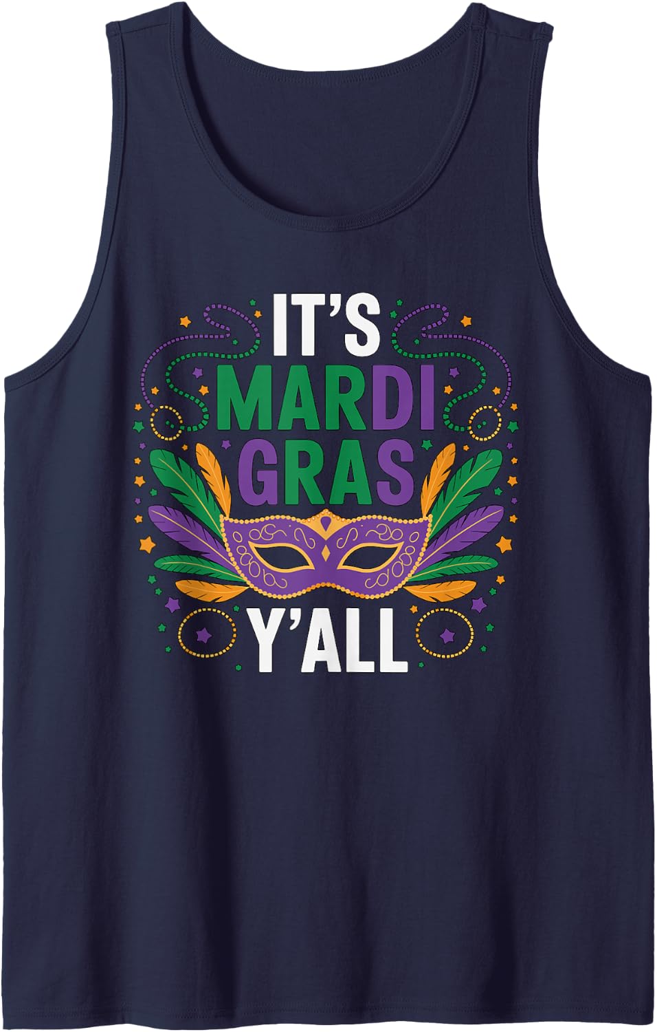 It's Mardi Gras Y'all Sleeveless Tank Top - Navy Blue