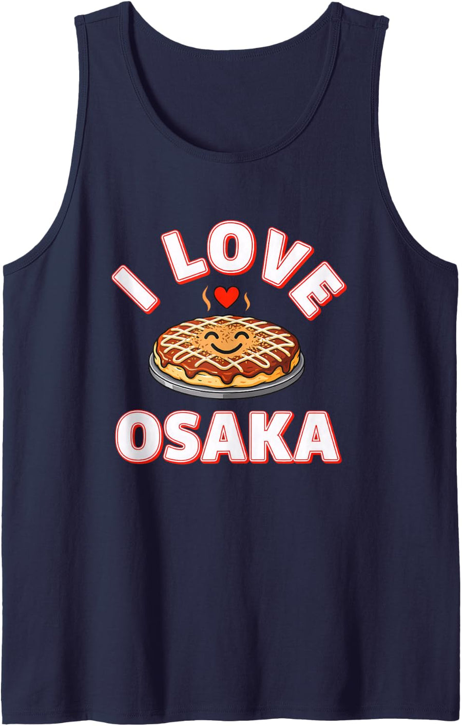 I Love Osaka Okonomiyaki Japanese Food Lover Kansai Trip Sleeveless Tank Top - Navy Blue