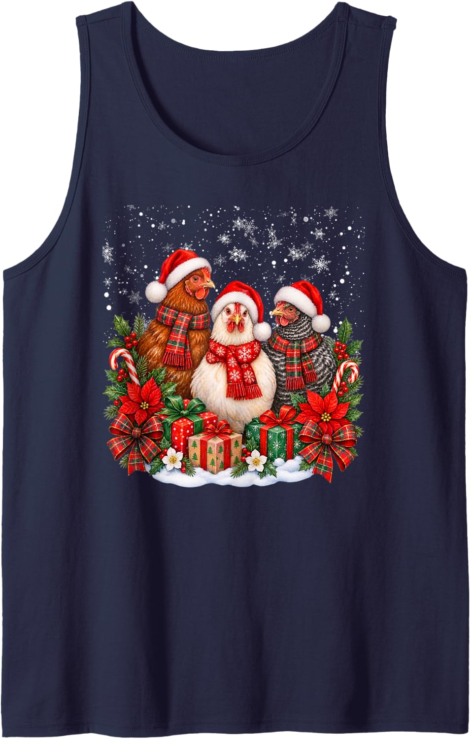 Chickens Christmas Chicken Xmas Party Sleeveless Tank Top - Navy Blue