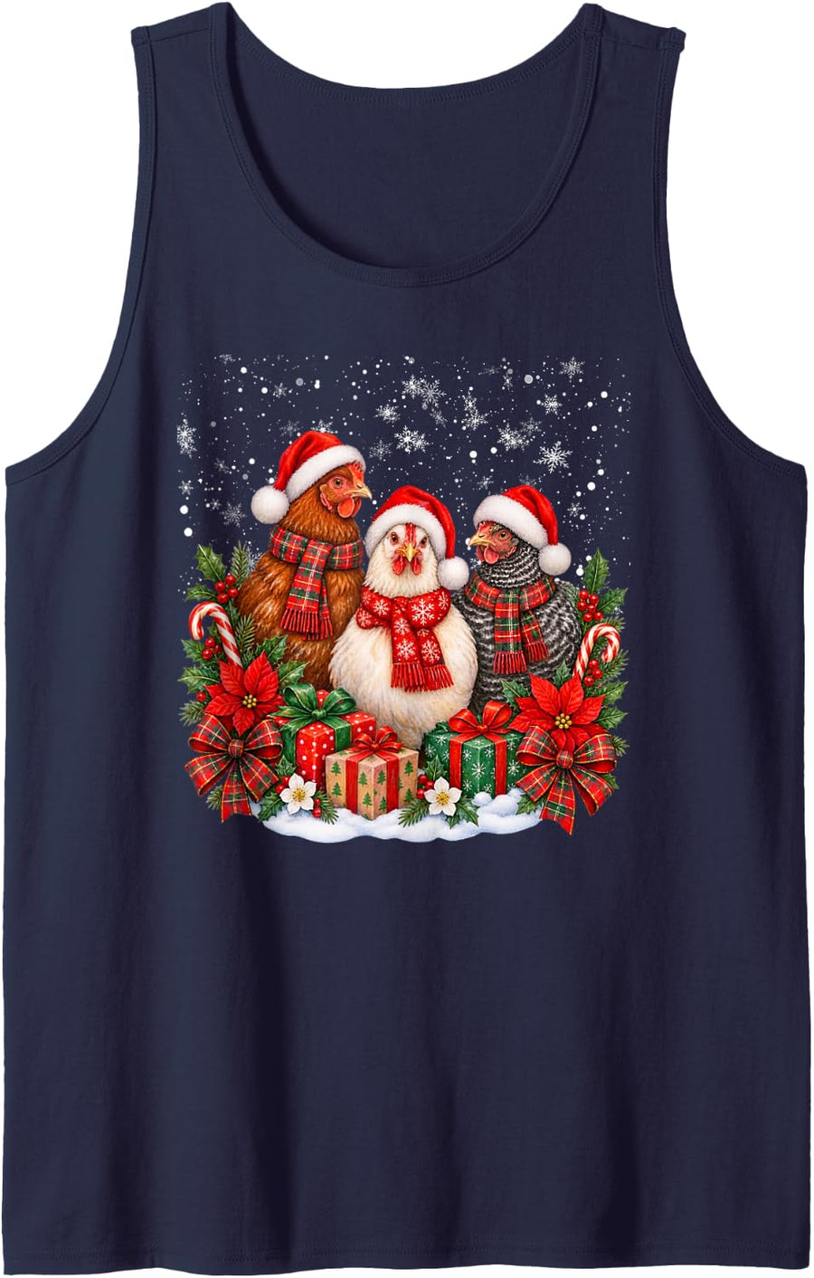 Chickens Christmas Chicken Xmas Party Sleeveless Tank Top - Navy Blue