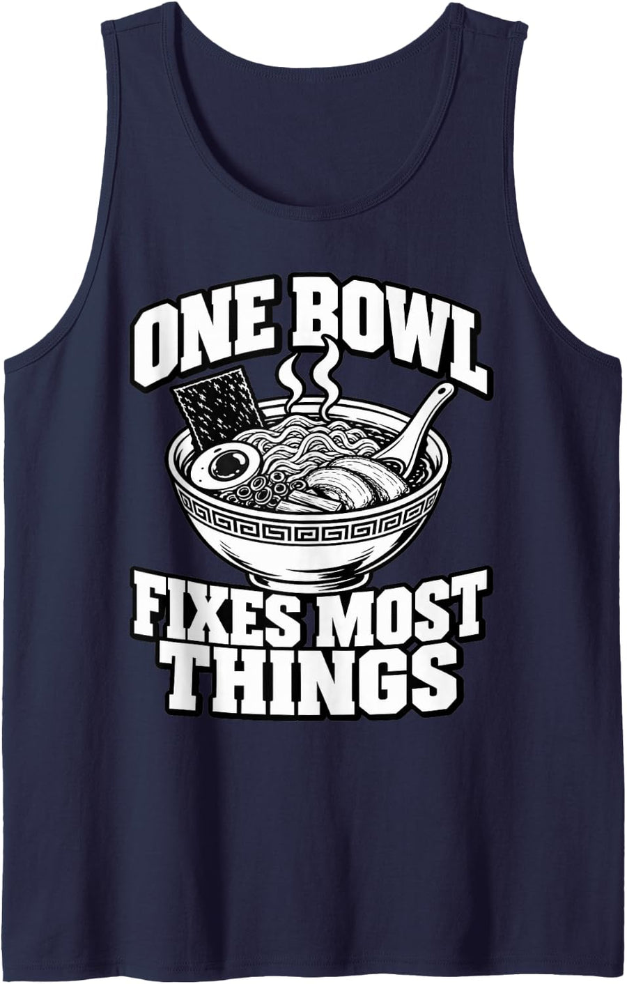 Japanese One Bowl Fixes Most Things Noodles Culture Fans Sleeveless Tank Top - Navy Blue