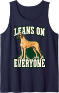 Great Dane Leans On Everyone Dog Mom Giant Breed Funny Pup Sleeveless Tank Top - Navy Blue