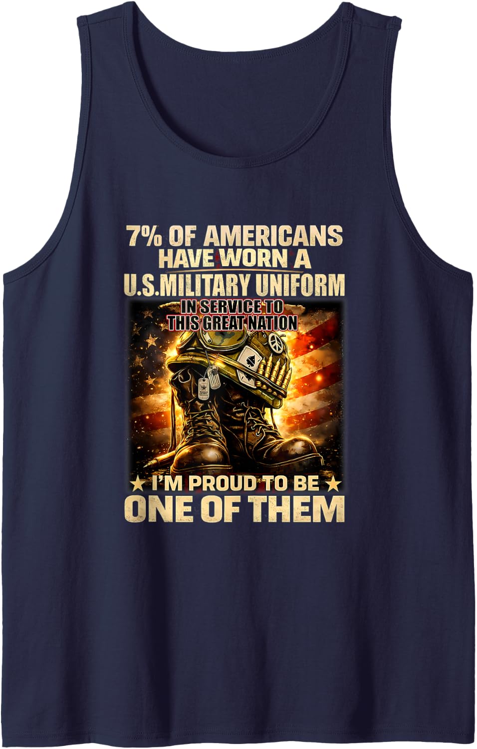 7% of Americans Have Worn A U.S. Military Uniform in Service Tank Top - Navy Blue