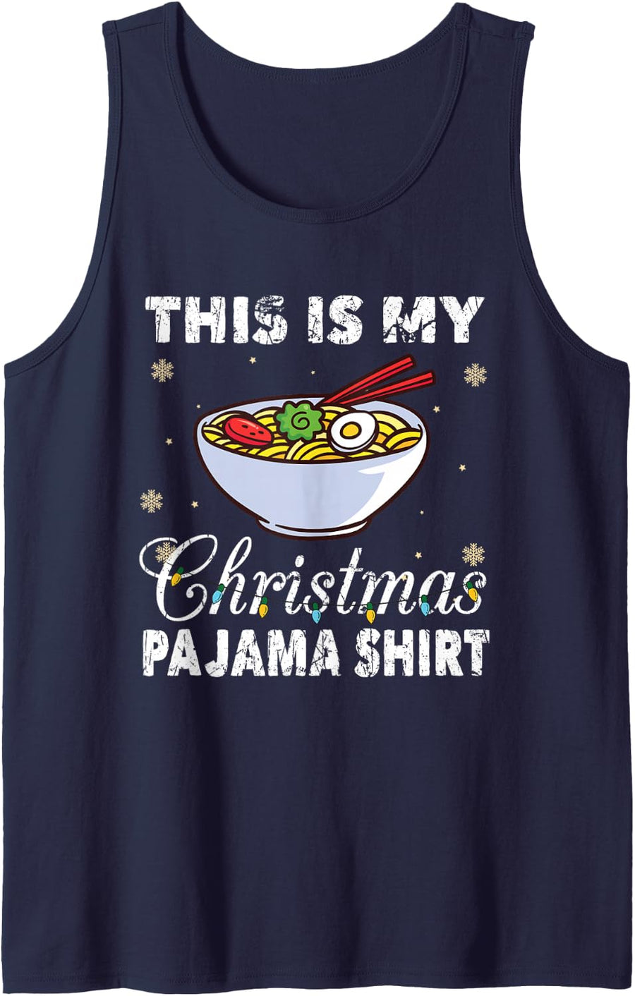 Japanese Ramen Christmas Pajama Noodles Sleeveless Tank Top - Navy Blue