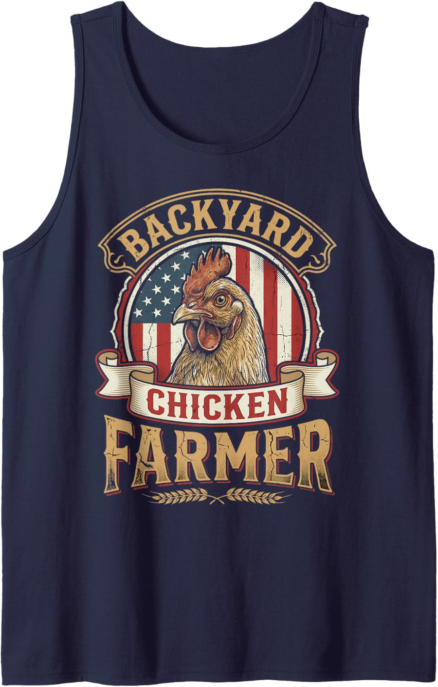 Backyard Chicken Farmer Livestock Farm Farming Rancher Tee Sleeveless Tank Top - Navy Blue