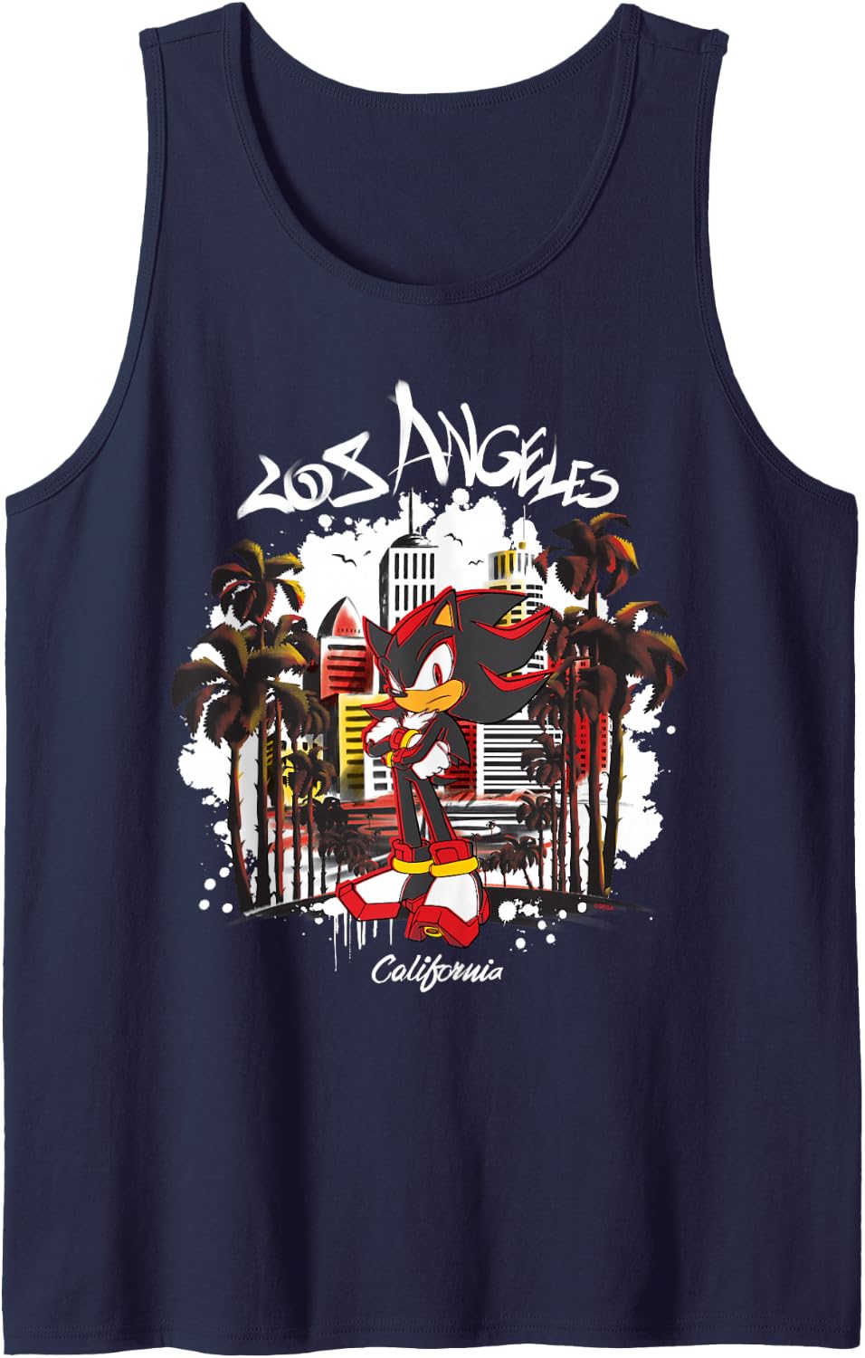 Sonic the Hedgehog Shadow Los Angeles Travel Sleeveless Tank Top - Navy Blue
