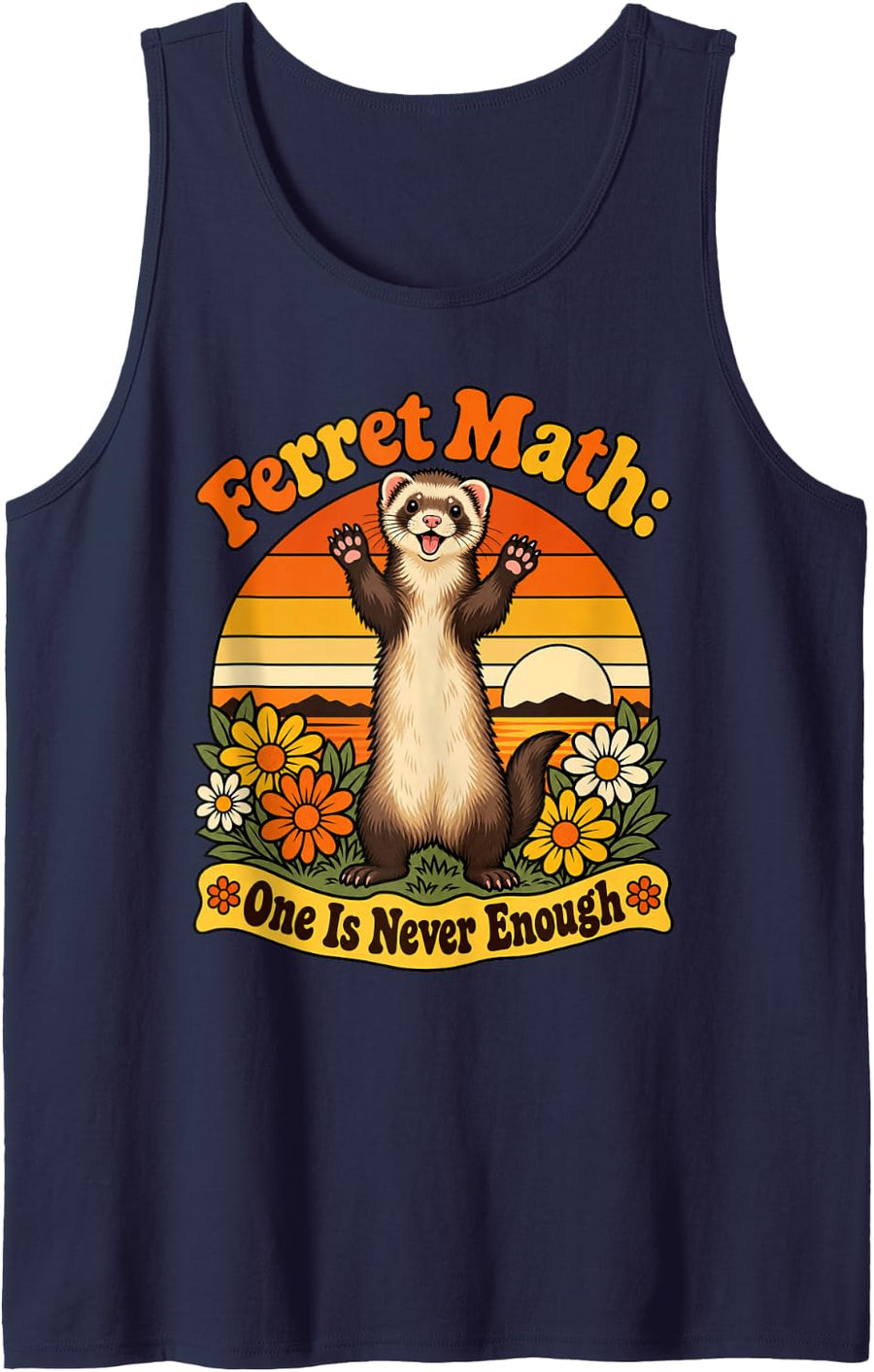 Ferret Math One is Never Enough Funny Pet Owner Tank Top - Navy Blue