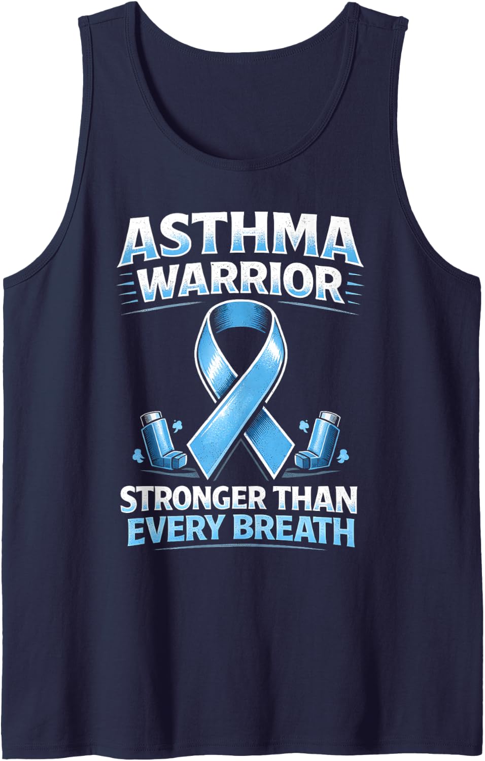 Asthma Awareness Warrior Lungs with Inhaler Respiratory Sleeveless Tank Top - Navy Blue