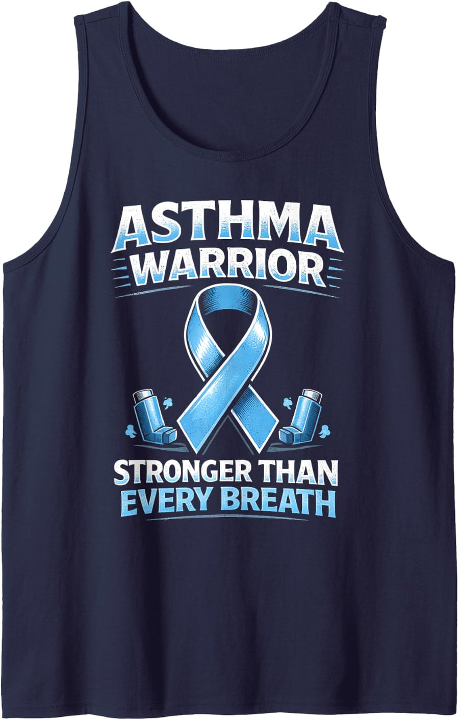 Asthma Awareness Warrior Lungs with Inhaler Respiratory Sleeveless Tank Top - Navy Blue