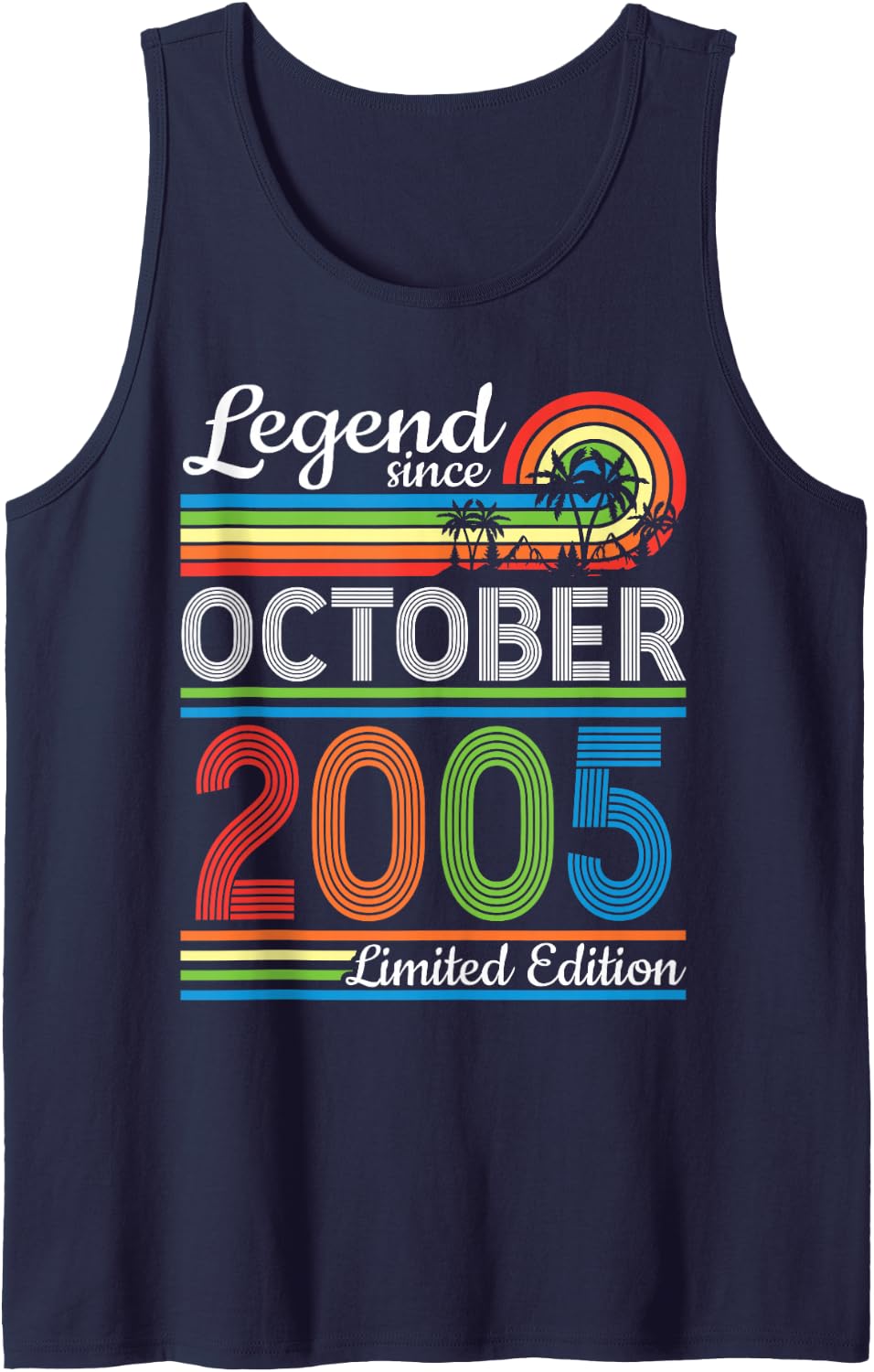 Legend Since October 2005 Limited Edition 21 Years Old Birth Sleeveless Tank Top - Navy Blue