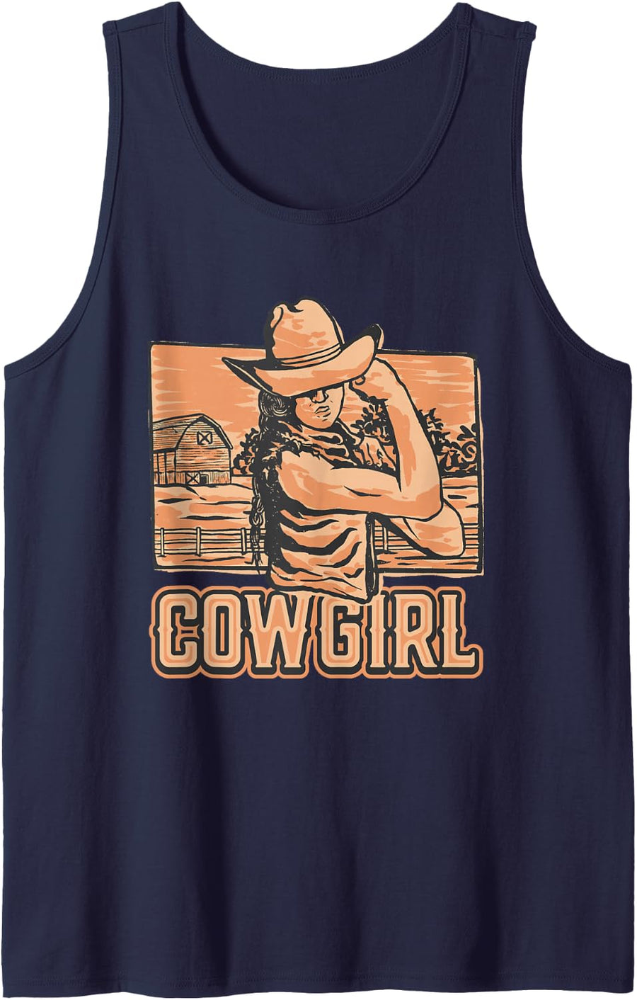 Cowgirl Boots Girls Western Cowgirl Sleeveless Tank Top - Navy Blue