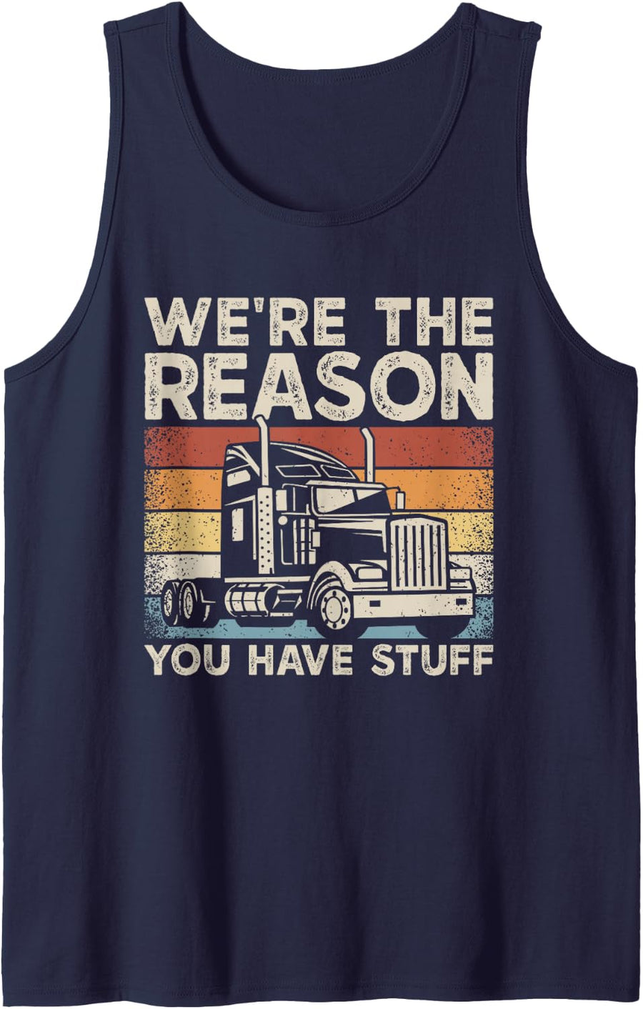 Trucker Men Women Semi Truck Driver Tank Top - Navy Blue