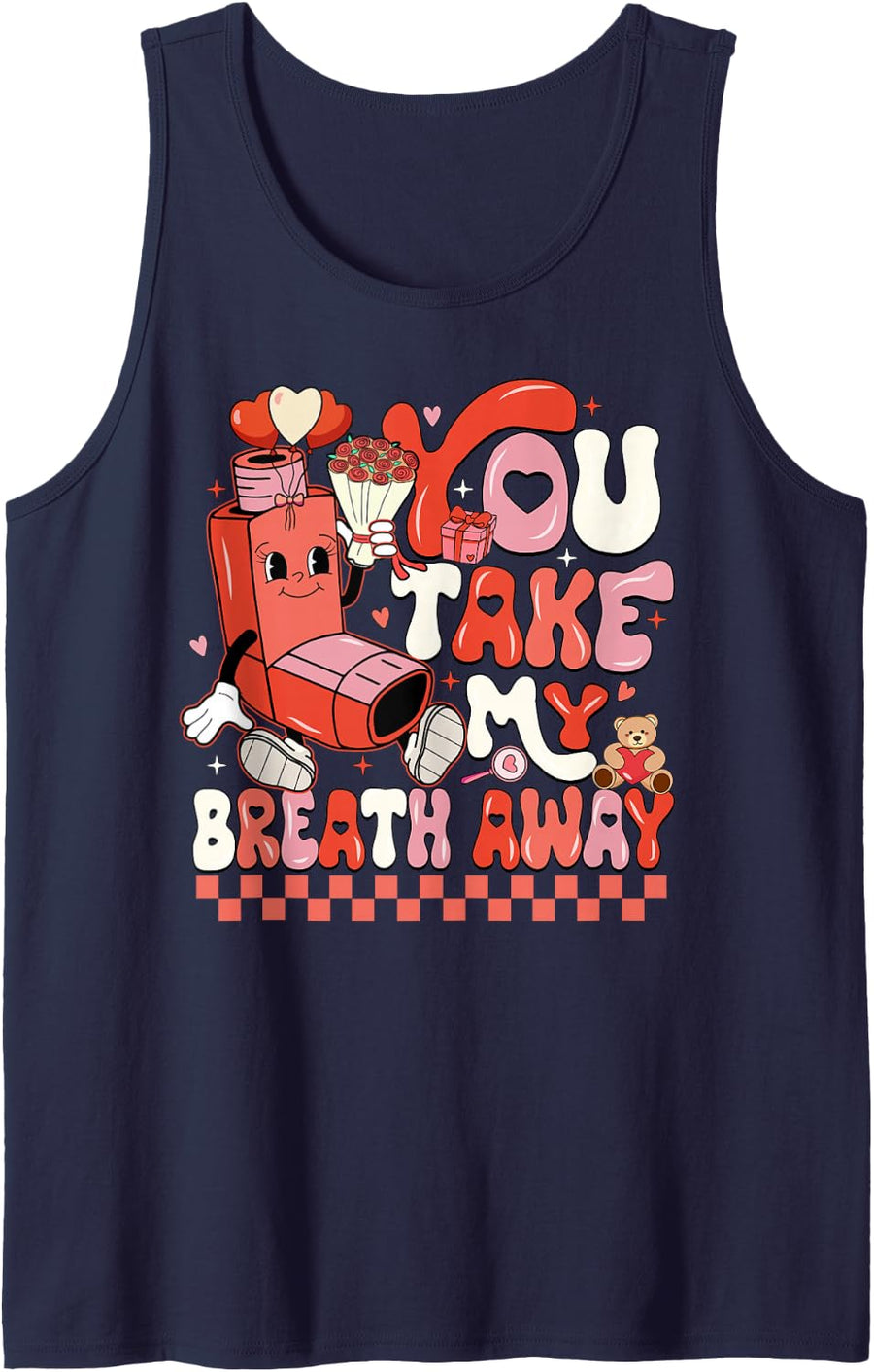 Funny You Take My Breath Away RT Lung Squad Valentine Day Sleeveless Tank Top - Navy Blue