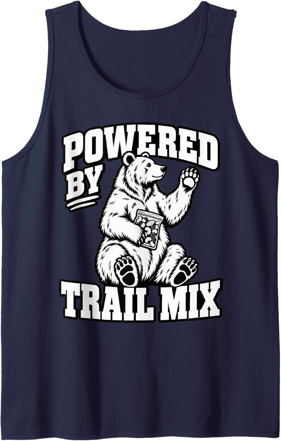 National Park Powered By Trail Mix Hiker Bear Fans Sleeveless Tank Top - Navy Blue