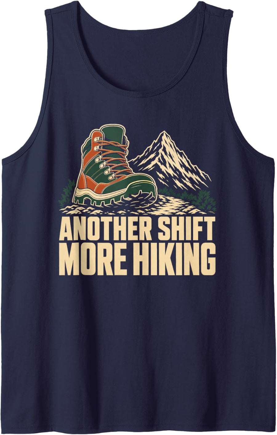 Another Shift More Hiking Mountain Sleeveless Tank Top - Navy Blue