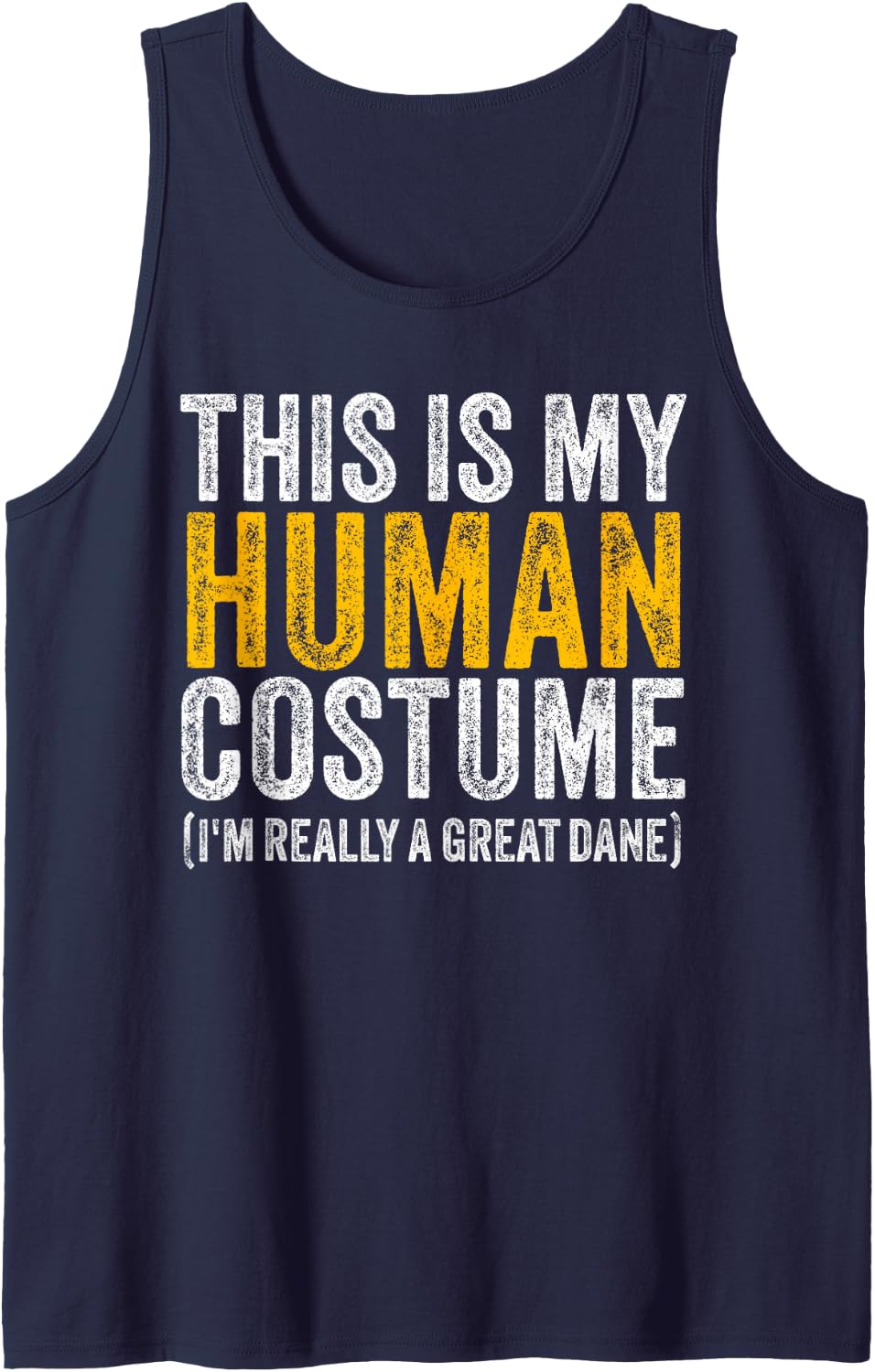 Great Dane Dog - Funny Easy Lazy Quick Halloween Costume Sleeveless Tank Top - Navy Blue
