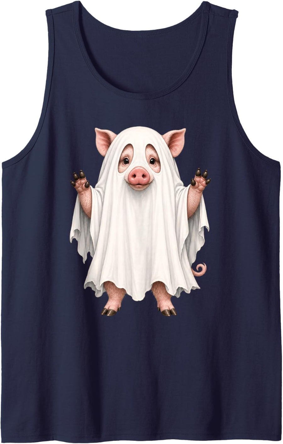 Pig Halloween Ghost Sleeveless Tank Top - Navy Blue
