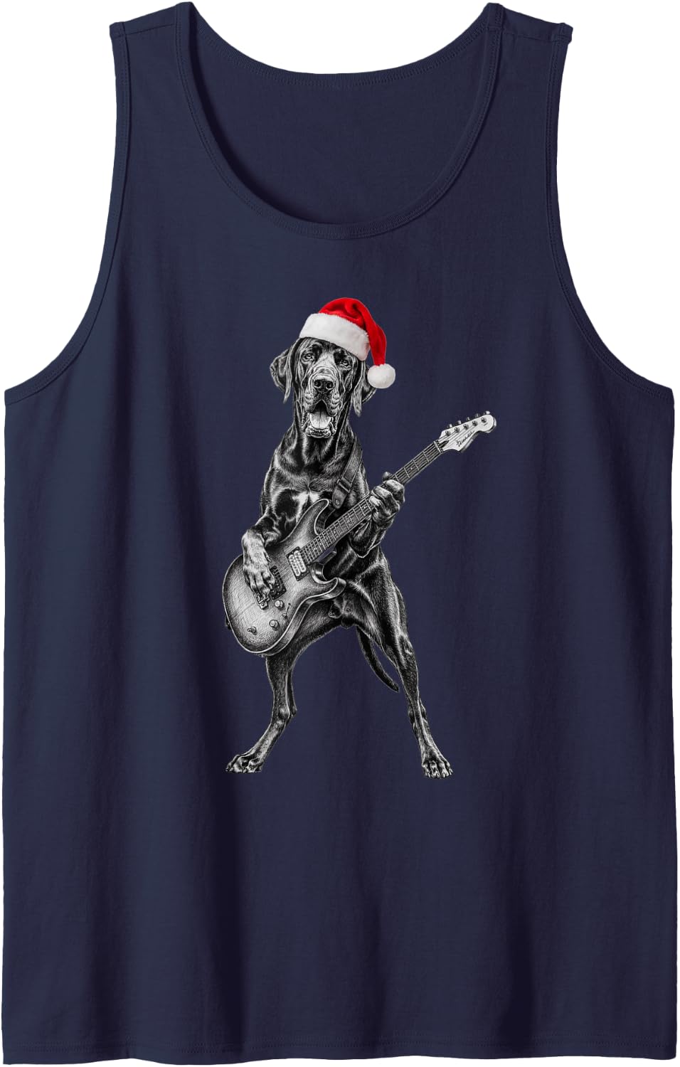 Great Dane X-Mas Rock Music Sleeveless Tank Top - Navy Blue