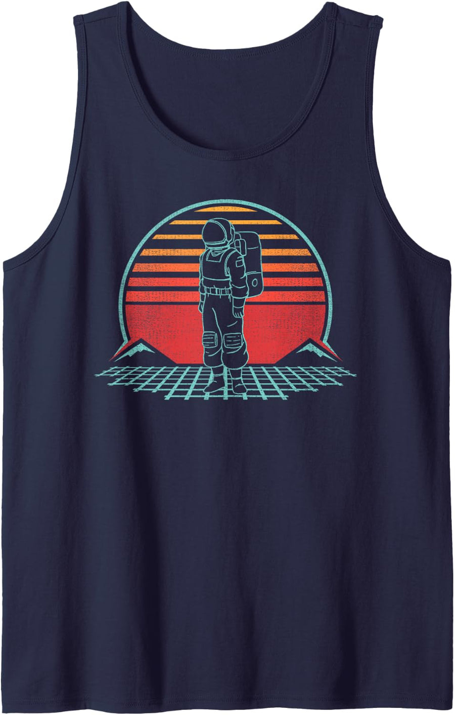 Astronaut Retro Spaceman Vintage 80s Style Gift Tank Top - Navy Blue