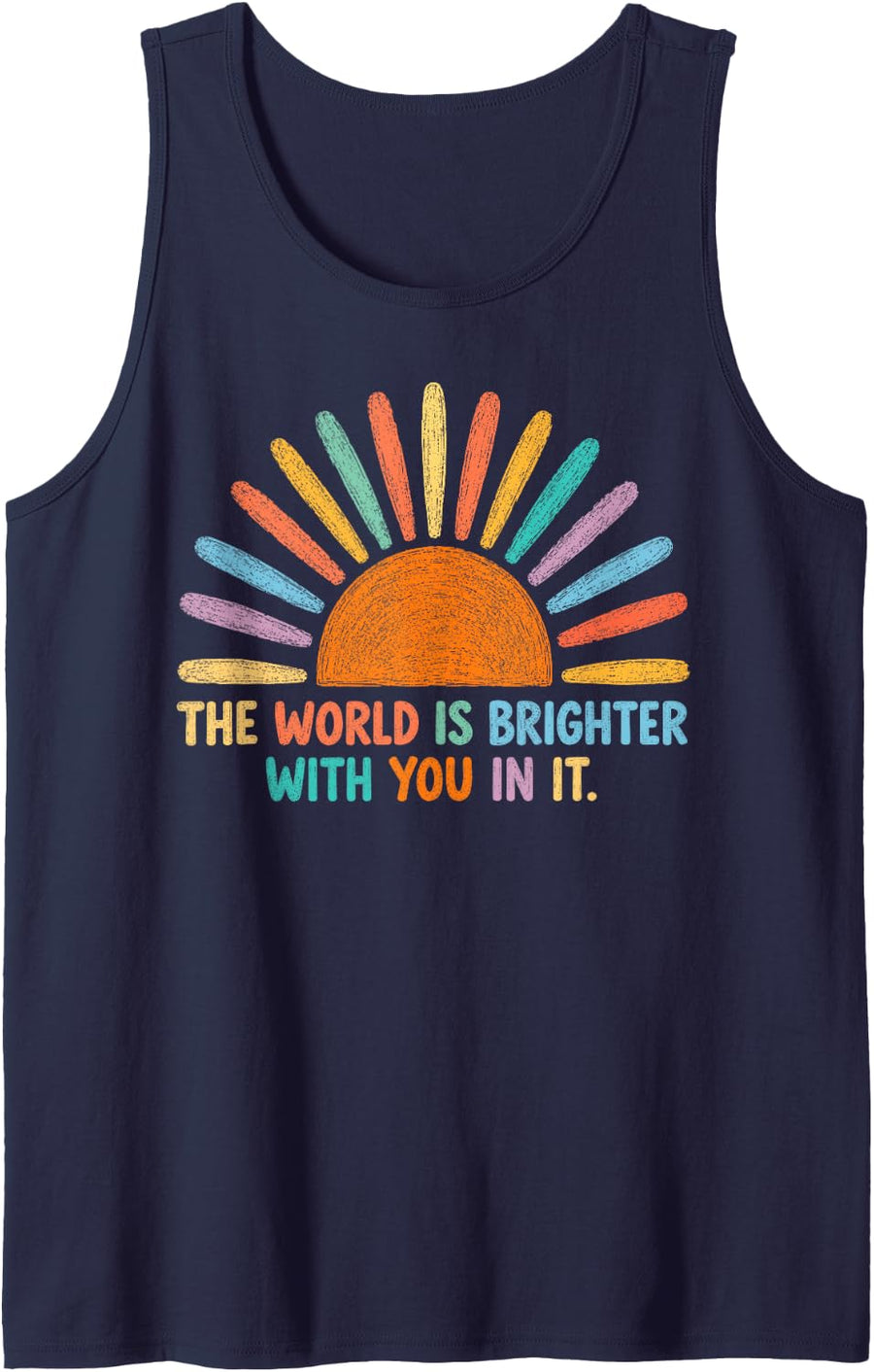 The World is Brighter with You in It Mental Health Counselor Sleeveless Tank Top - Navy Blue