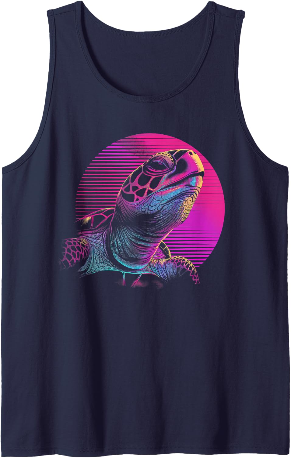Turtle Vaporwave Aesthetic Vintage Synthwave 80s 90s Retro Tank Top - Navy Blue
