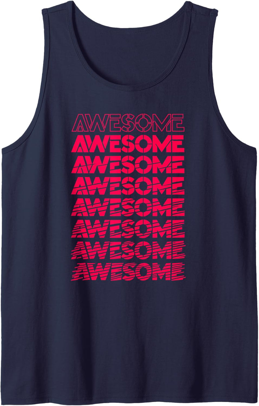 Awesome Glitch Text Retro 80S 90S Cyberpunk Streetwear Sleeveless Tank Top - Navy Blue
