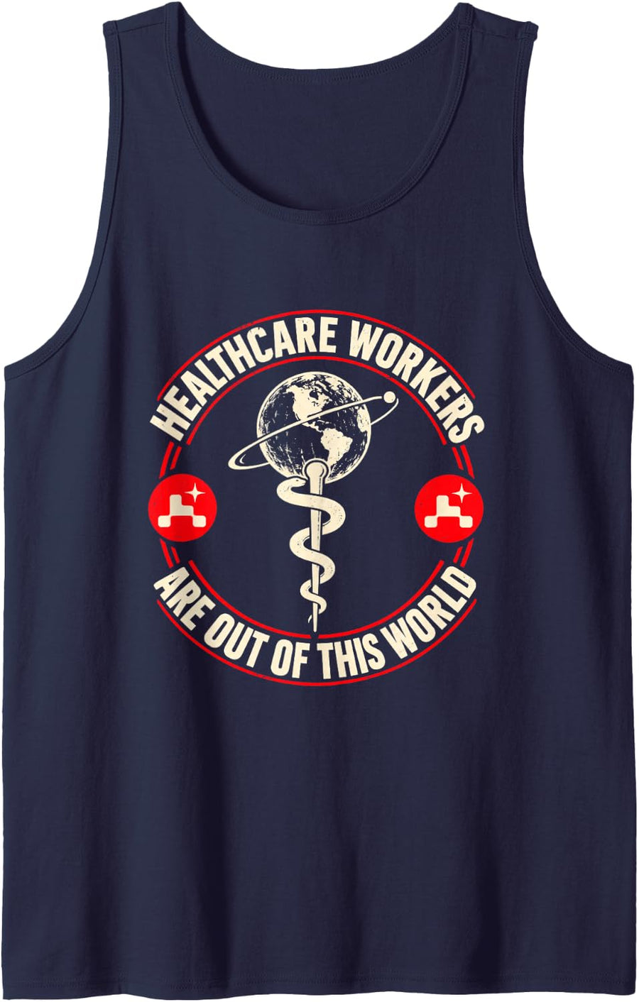 Healthcare Workers Out of This World Mars Perseverance Rover Sleeveless Tank Top - Navy Blue